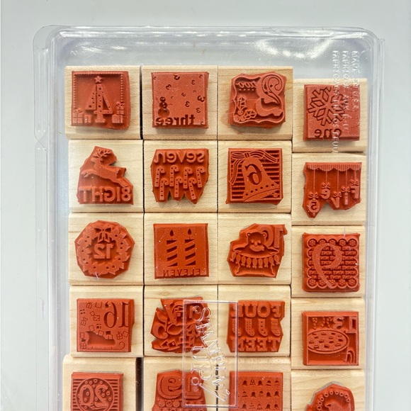 27Piece Lot Wooden Mounted Rubber Stamps Christmas Holiday Large Small Navidad - Picture 5 of 8